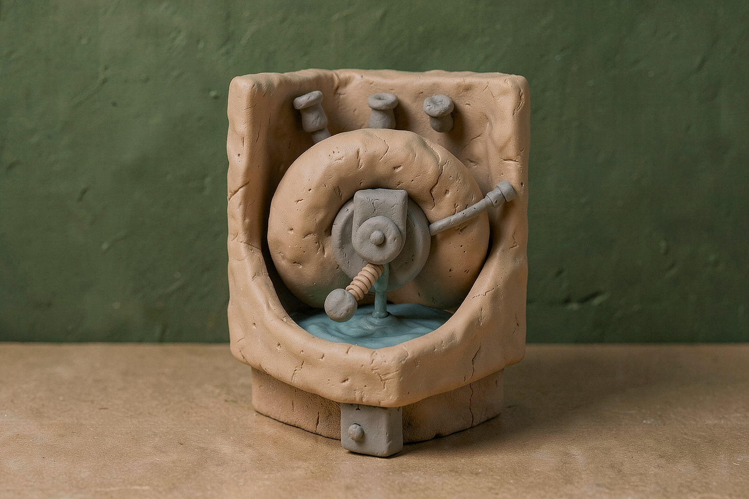 Clay-diorama editorial illustration related to Device For Controlling A Washing Machine.