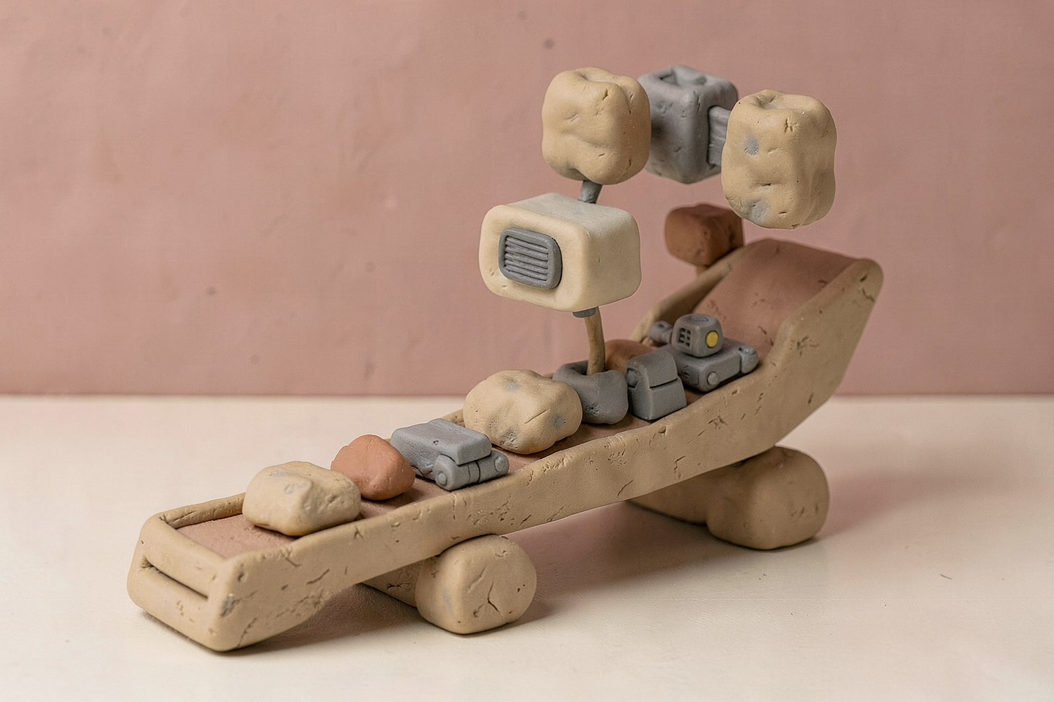 Clay-diorama editorial illustration related to Sorting Of Materials.