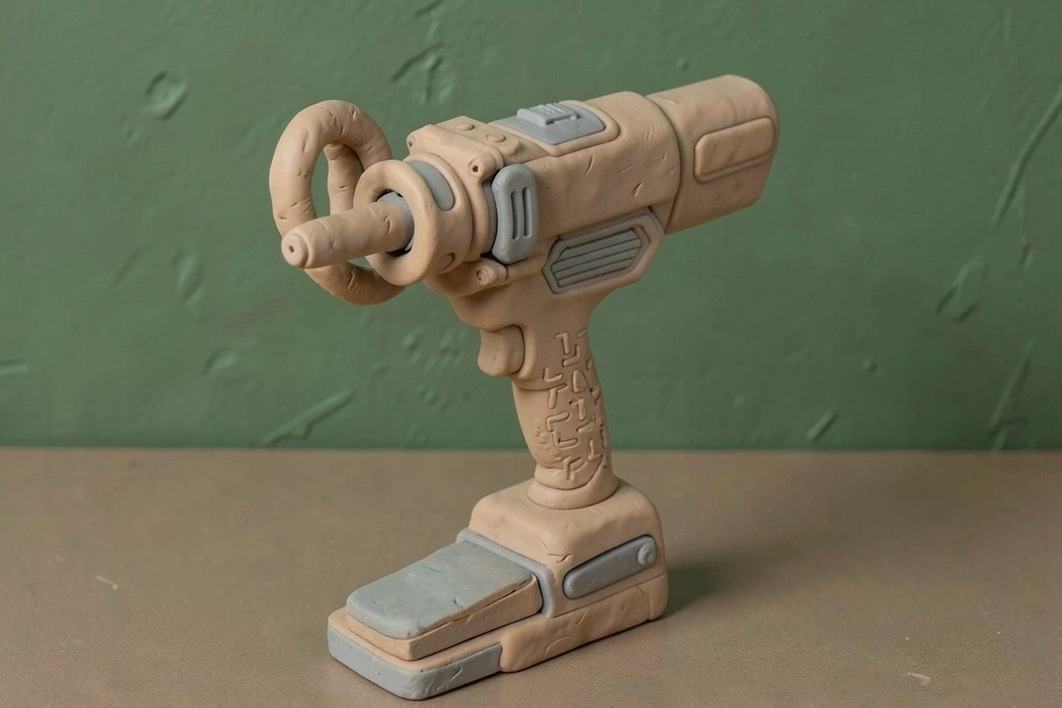 Clay-diorama editorial illustration related to Cordless Rivet Tool With Ring Light.