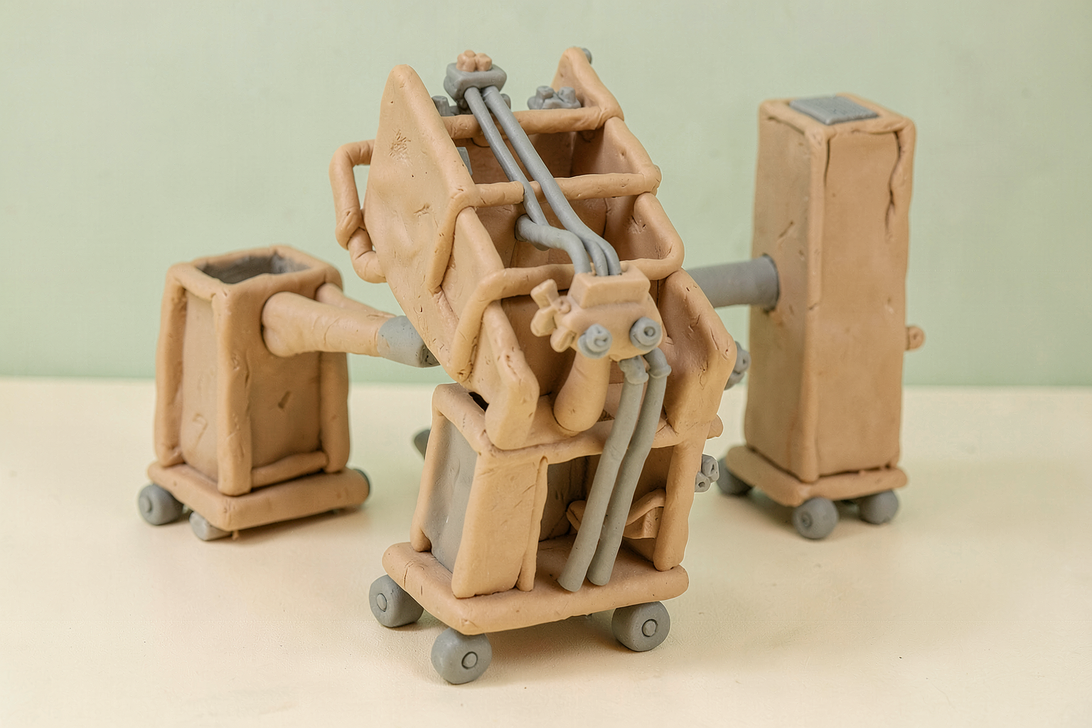Clay-diorama editorial illustration related to Buffer Management For Bioprocessing System.